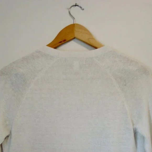 Banana Republic Linen Knit Open Front Sweater Cardigan Cream Tan Size Small - Picture 7 of 11
